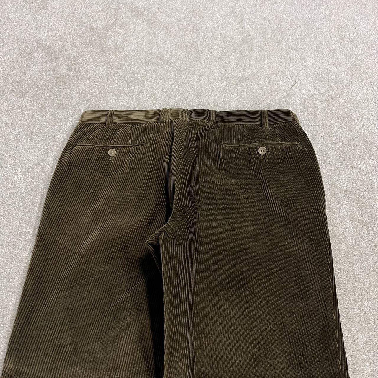 Hiltl corduroy pants loose khaki green Thick wide wale chunky jumbo cord trousers