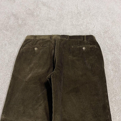 Hiltl corduroy pants loose khaki green Thick wide wale chunky jumbo cord trousers