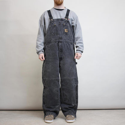Mens Black  Carhartt overalls W40 L28 baggy canvas 90s style carpenter dungarees