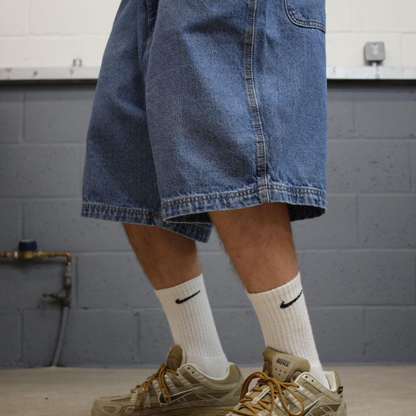 Y2K baggy denim shorts carpenter blue Loose RK Brand skater style cargo surf jorts