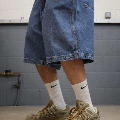 Y2K baggy denim shorts carpenter blue Loose RK Brand skater style cargo surf jorts