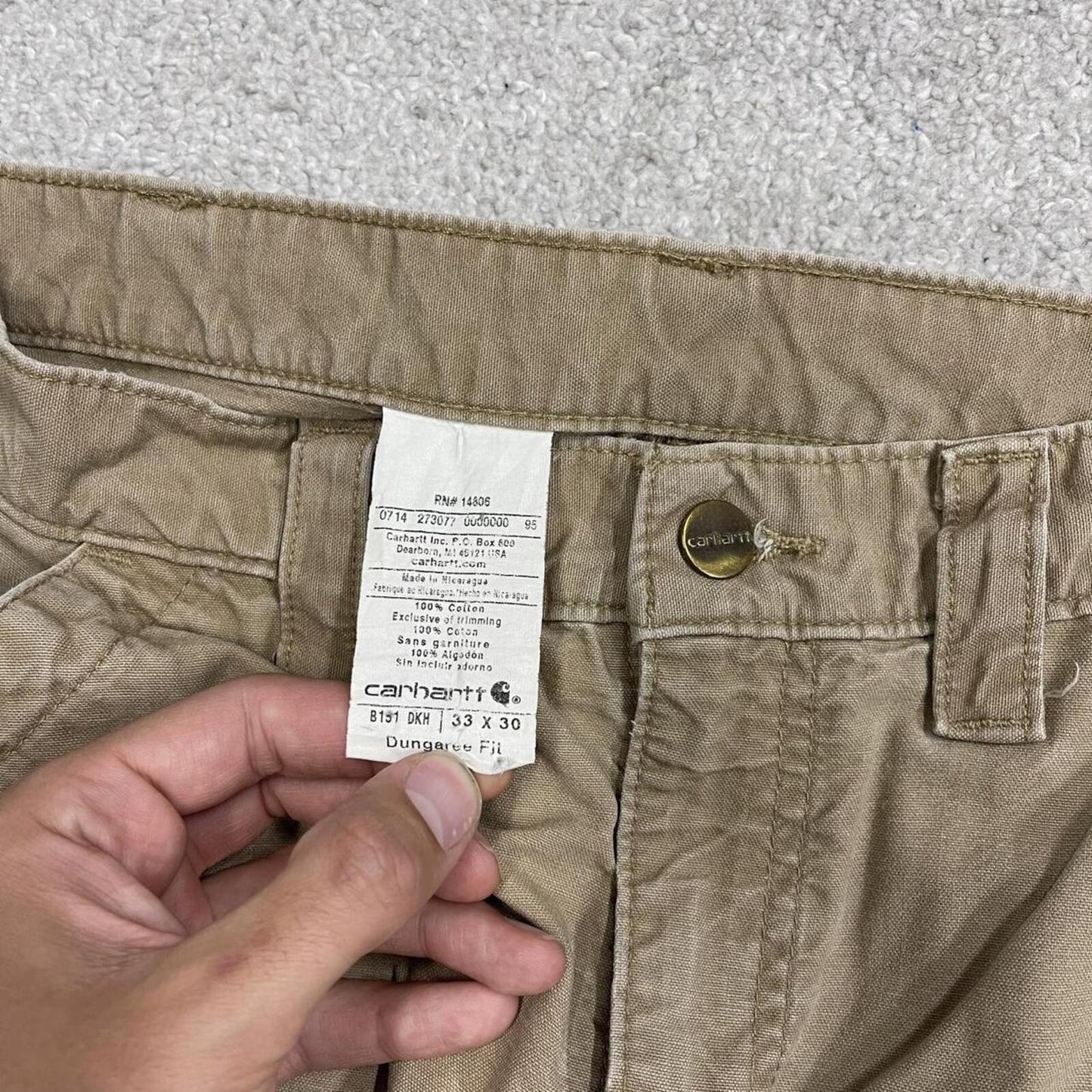 Carhartt baggy carpenter pants wide leg sand brown Canvas skater cargo work pants