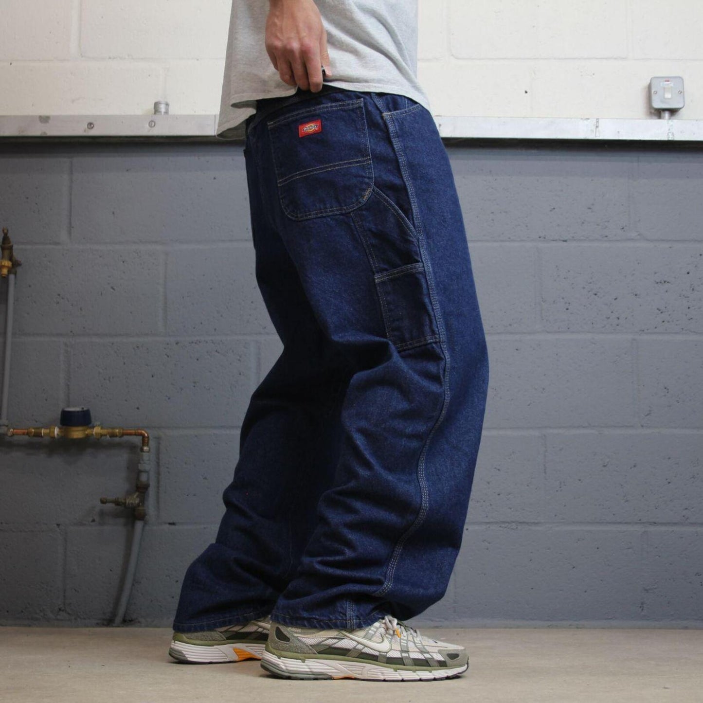 Dickies baggy carpenter jeans loose leg blue Loose denim skate style cargo work pants