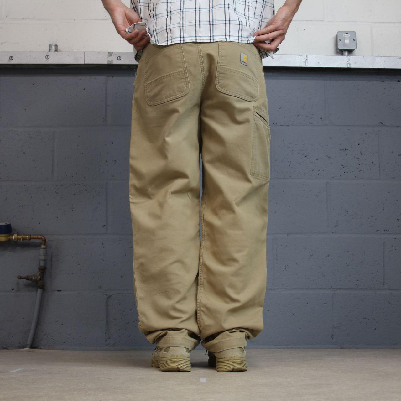 Carhartt carpenter pants y2k relaxed utility trousers tan Straight leg skater style workwear pants