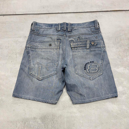 Y2K Denim Police jorts W32 00s style embroidered summer festival shorts