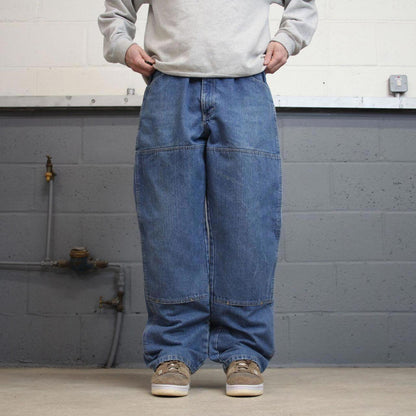 Vintage Y2K Baggy Dickies carpenter jeans blue denim double knee skater workwear pants streetwear
