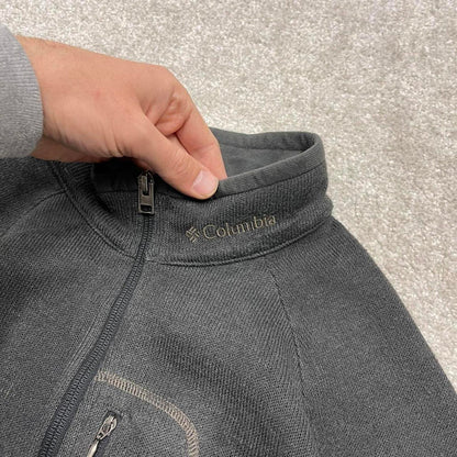 00s Columbia technical fleece XL men's grey full zip up y2k style autumn adjustable waist
