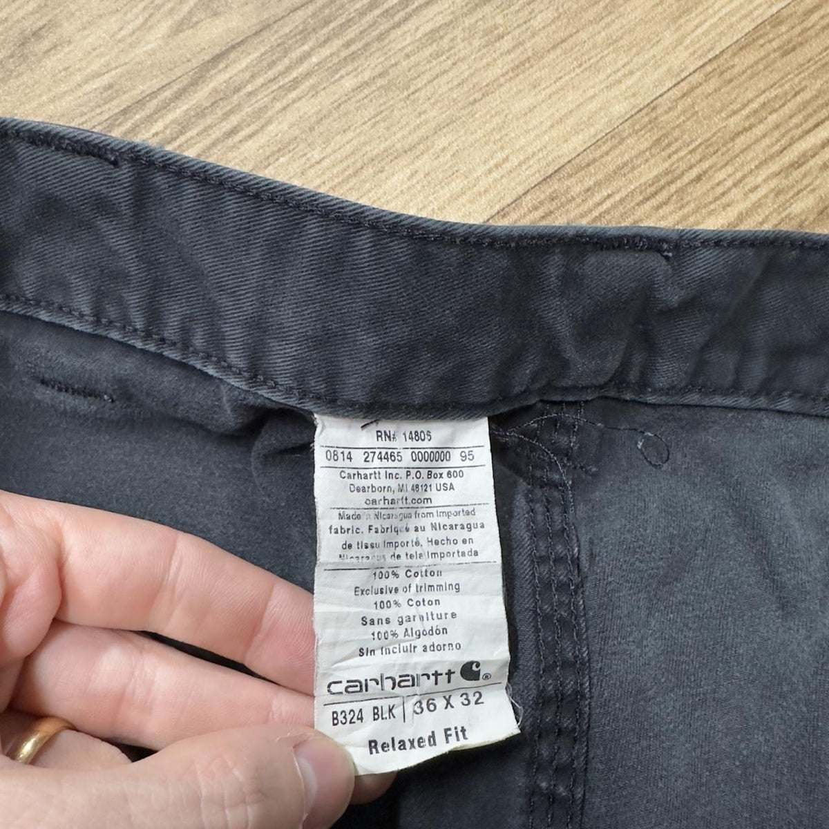 Black Carhartt carpenter pants y2k relaxed fit Loose utility workwear skate cargo trousers