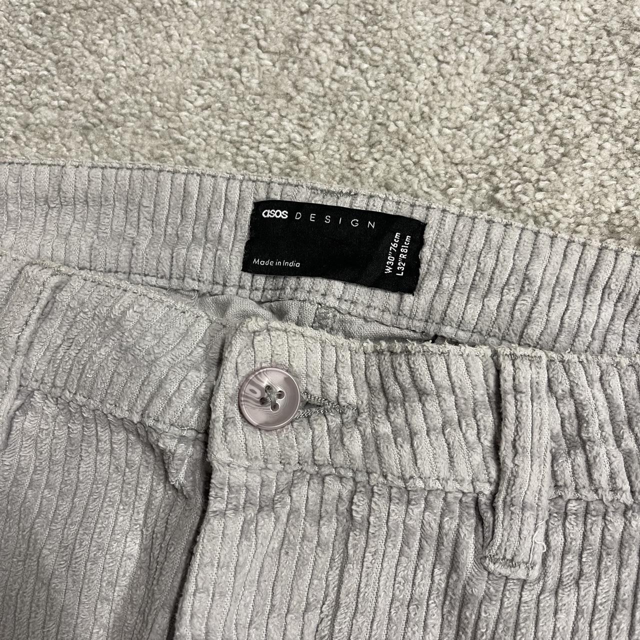 Wide wale corduroy pants loose grey Asos chunky jumbo cord trousers 100% cotton