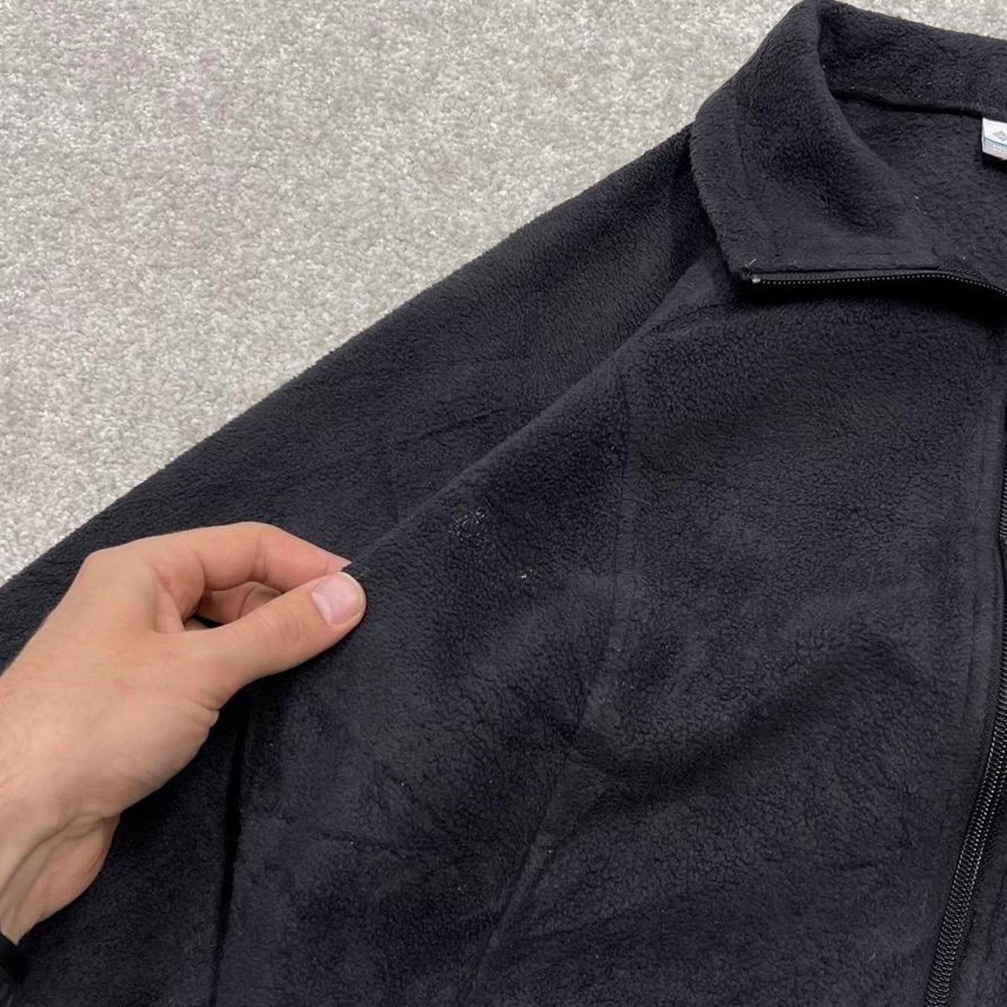 00s Columbia technical fleece L women's black full zip up y2k style autumn adjustable waist