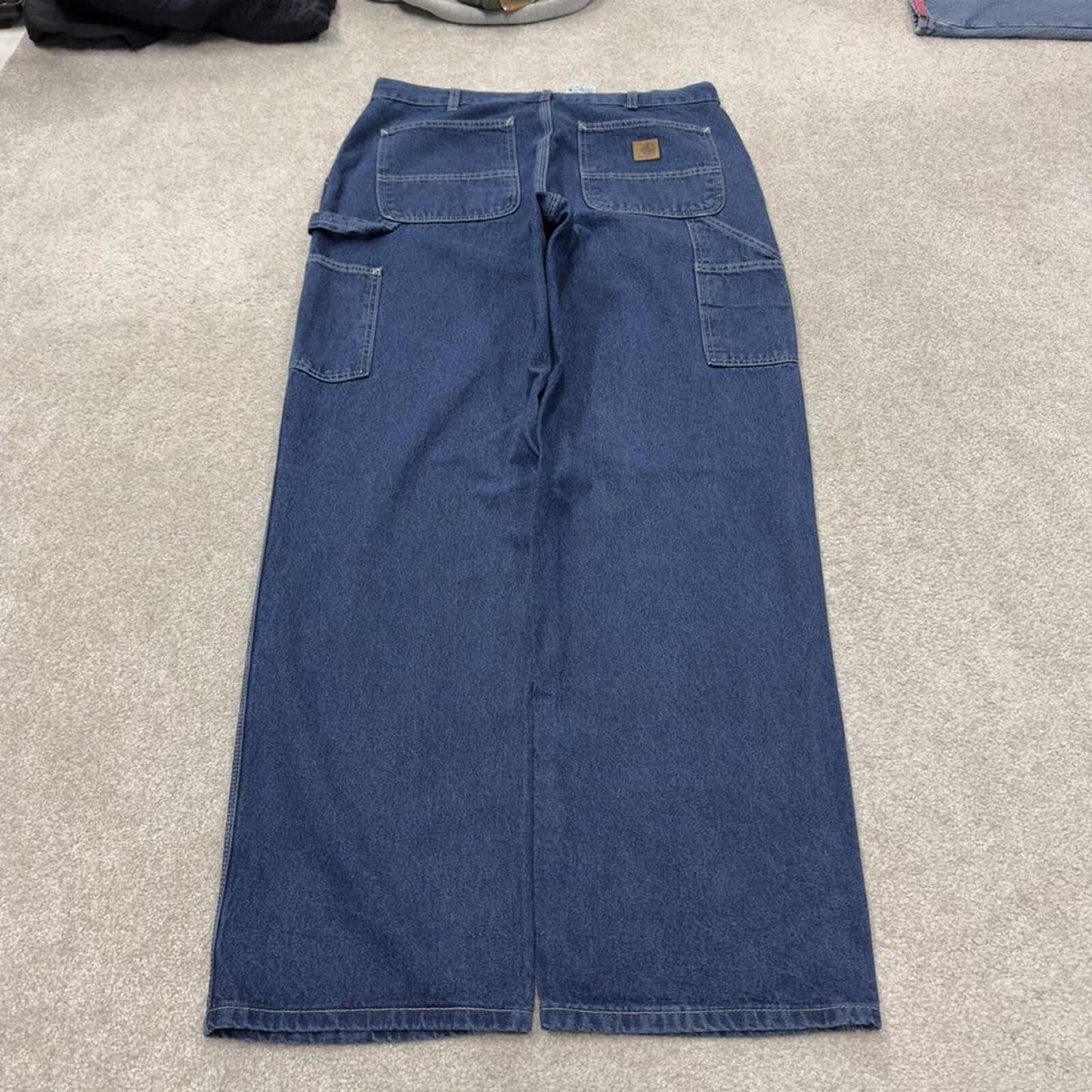 Carhartt baggy carpenter jeans denim blue Loose wide leg workwear skater pants