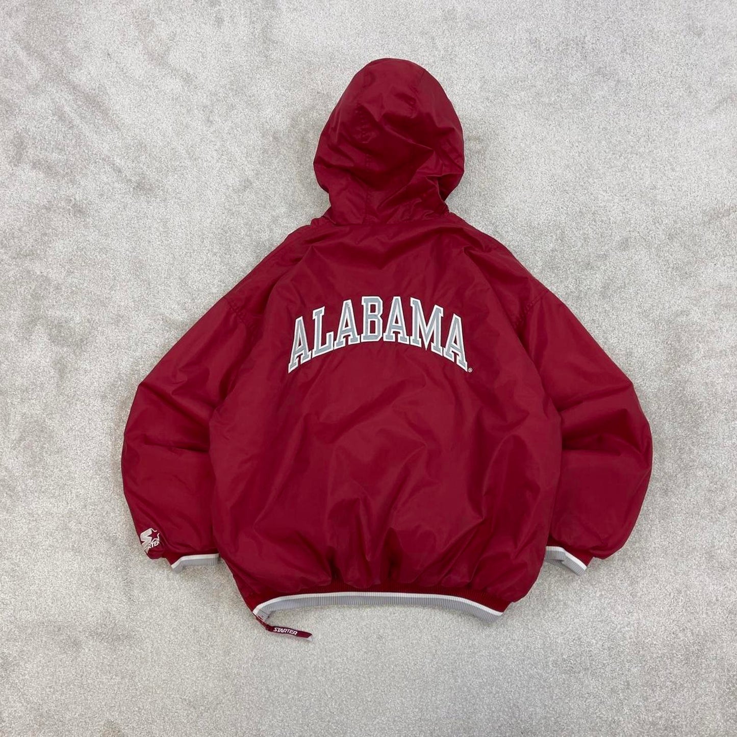 Alabama Crimson Tide Starter jacket XL red pullover hooded half zip nfl windbreaker bomber