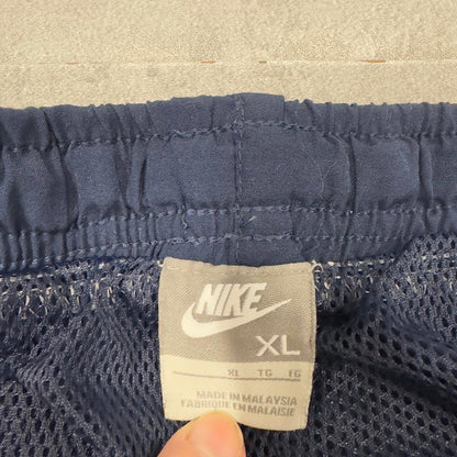 Baggy Nike Trackies XL Navy y2k 00s style loose wide leg joggers embroidered swoosh logo mesh lining