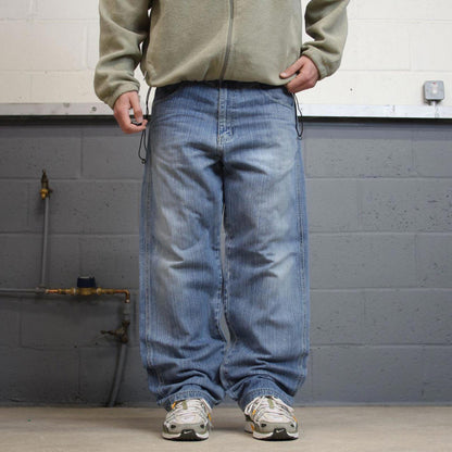 Y2K baggy jeans wide leg pants blue Loose skater style baggy fit MODA Jeans