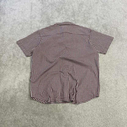 Columbia checkered short sleeve shirt red Y2K surf style check shirt summer holiday