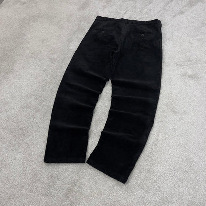 Black H&M wide wale corduroy trousers W32L30 loose pleated jumbo cord pants 90s skate style