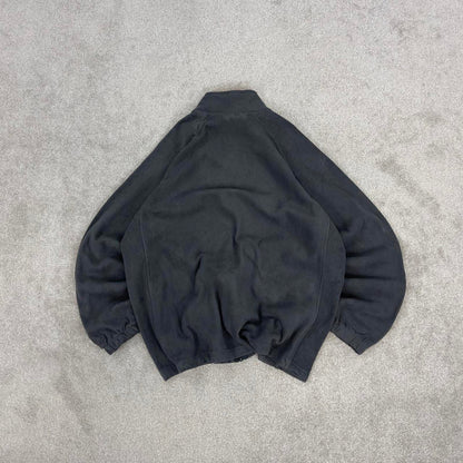 Y2K Starter technical fleece Large grey full zip embroidered logo adjustable waist autumn