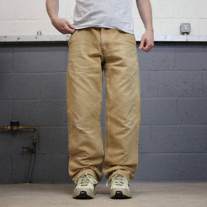 Carhartt carpenter work pants relaxed tan brown Loose skate style canvas workwear cargos