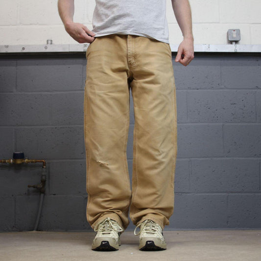 Carhartt carpenter work pants relaxed tan brown Loose skate style canvas workwear cargos