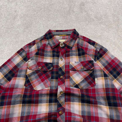 Y2K Dravus checkered plaid flannel shirt red Long sleeve check button down