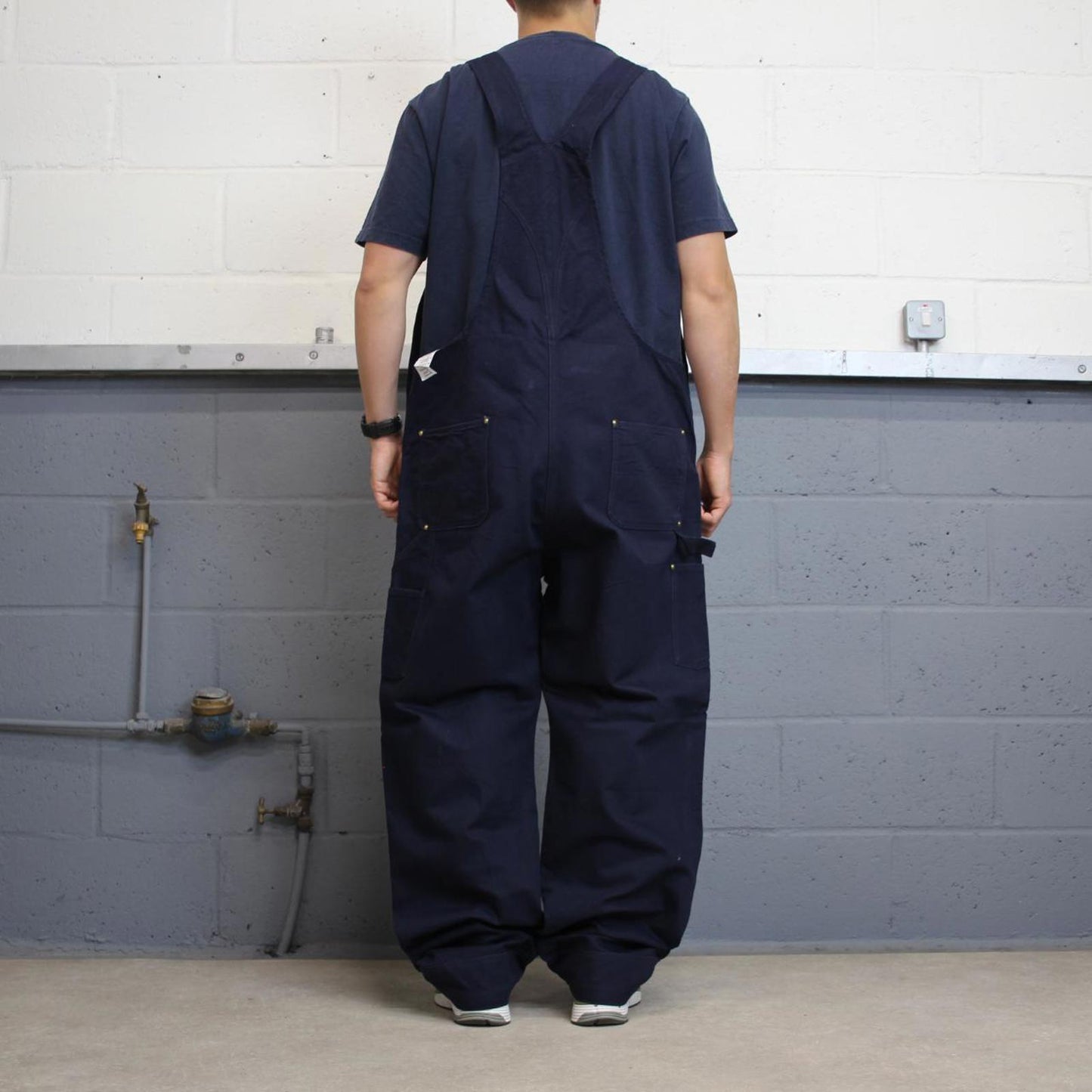 Navy Carhartt dungarees W44L34 mens canvas overalls utility worker