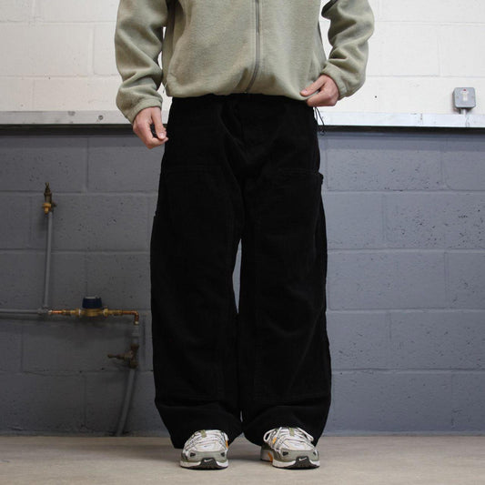 Y2K baggy corduroy double knee carpenter trousers black No Boundaries wide leg cord pants skate