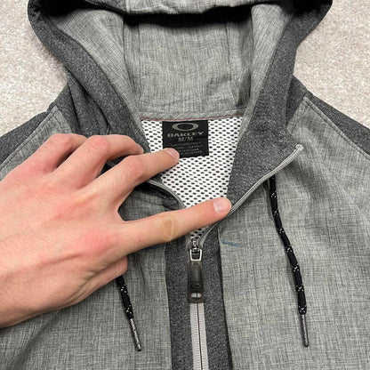 00s Oakley technical hoodie M men's y2k style grey lightweight hooded performance tech top