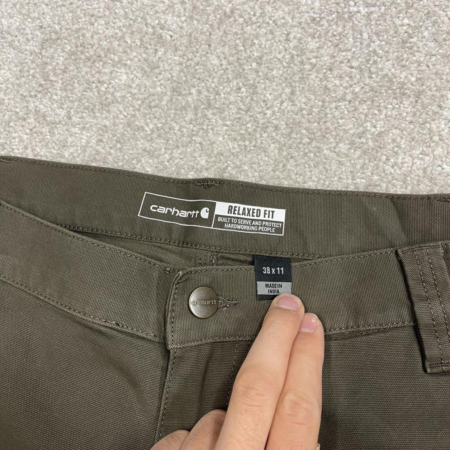 Carhartt baggy cargo shorts carpenter green Relaxed fit canvas skater style work shorts