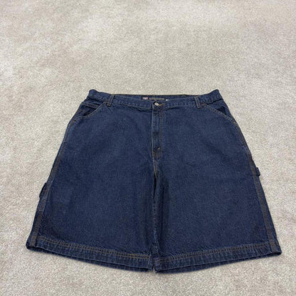 Baggy denim shorts carpenter blue Faded Glory skater style summer festival cargo jorts