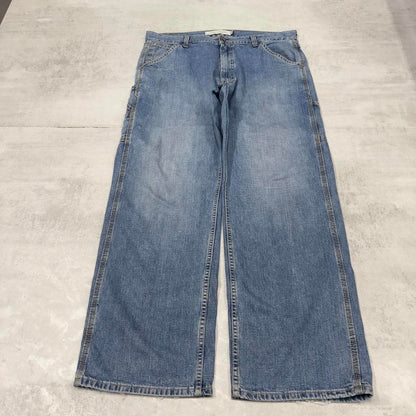 Blue baggy Levis carpenter jeans W38L31 loose skater thick denim 90s style cargos red tab logo