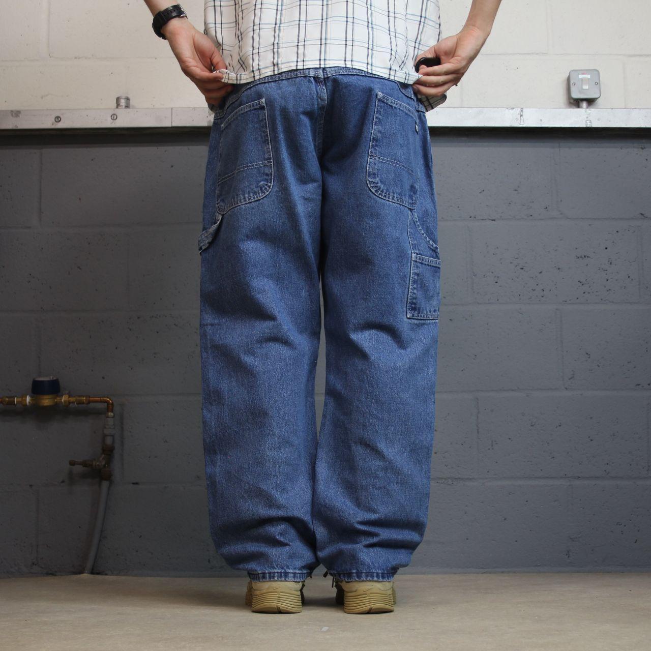 Vintage denim carpenter jeans y2k W44L29 blue Key workwear skater style cargos loose utility pockets