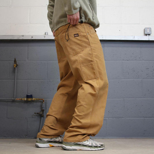 Y2K baggy carpenter jeans wide leg tan brown Loose Jesse James skate style workwear cargo pants