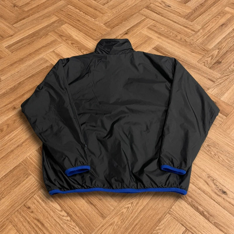 Vintage reversible Champion fleece jacket men's black blue quarter zip windbreaker coat