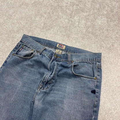 90s y2k Phat Farm jeans W36L32 loose blue denim embroidered skate style hip hop pants