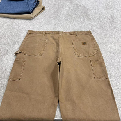 Carhartt baggy carpenter jeans wide leg tan brown Thick canvas skate cargo work pants
