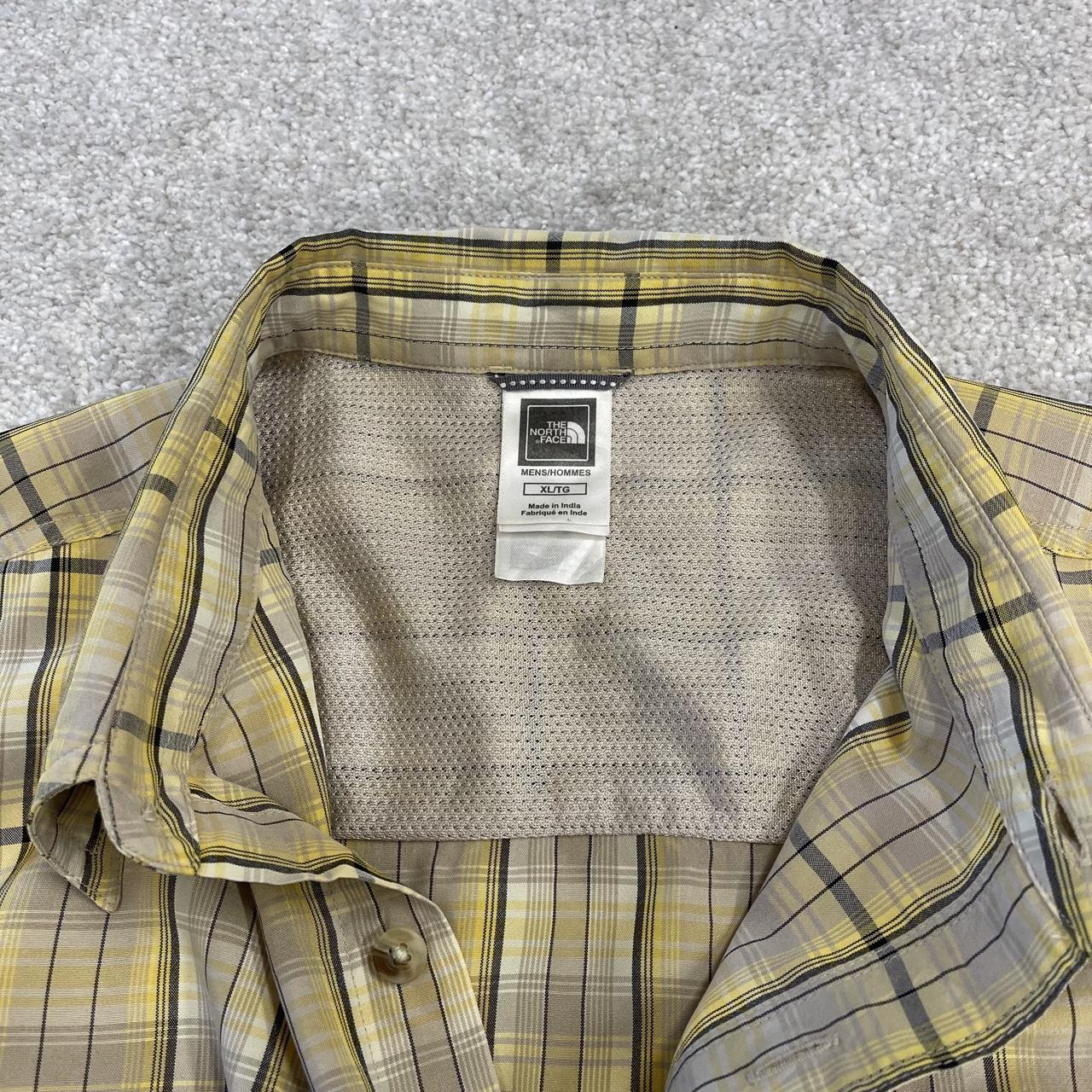 North Face checkered short sleeve shirt yellow TNF Festival style surf check shirt