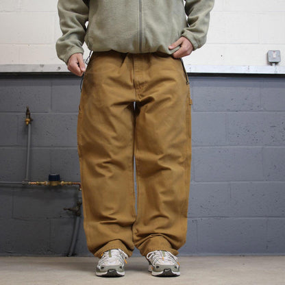 90s baggy Dickies carpenter jeans W40L32 00s skate style tan thick canvas workwear cargos