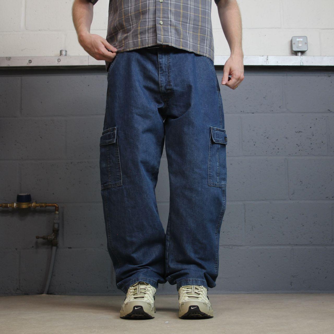 Wrangler baggy cargo jeans y2k W36L30 blue Loose fit skater workwear pants