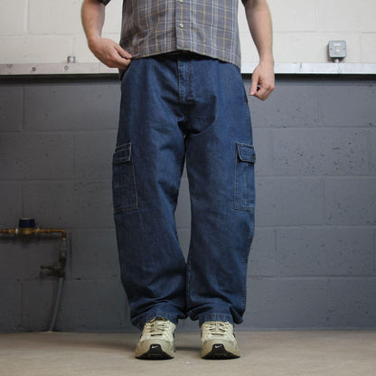 Wrangler baggy cargo jeans y2k W36L30 blue Loose fit skater workwear pants
