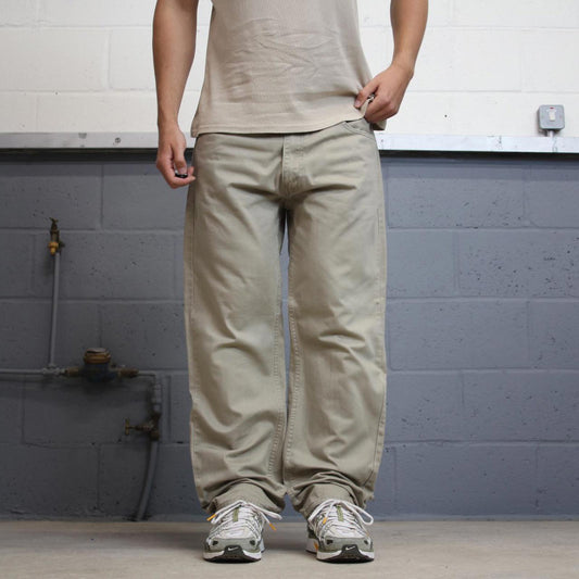 Levis 505 jeans casual pants W38L32 Beige straight leg y2k style trousers tab logo streetwear skater