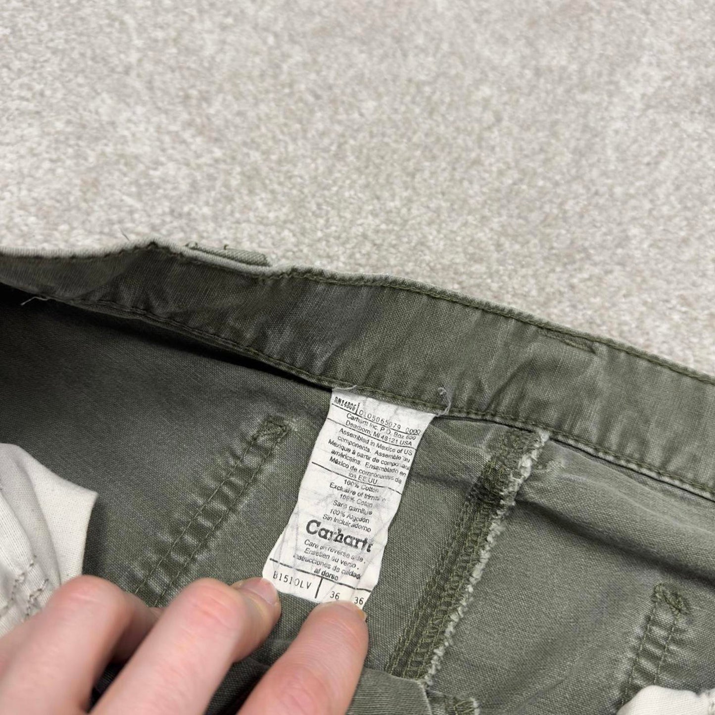 Y2K baggy Carhartt carpenter jeans green Loose leg canvasy skate style workwear cargo pants