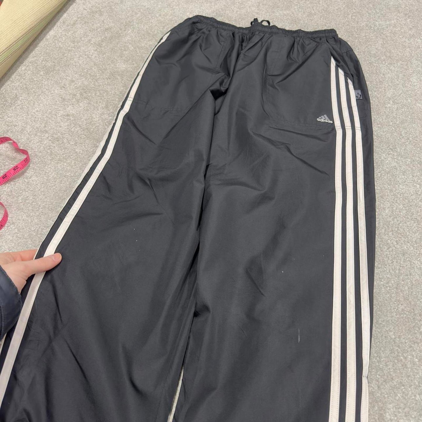 Vintage Y2K Adidas tracksuit bottoms black Side stripe design track pants