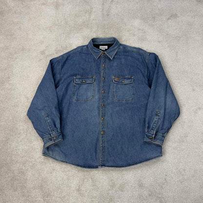 Blue denim Carhartt shirt jacket 2XL overshirt shacket loose fleece lined