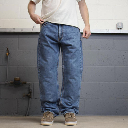 Blue Levis 505 jeans W35L32 blue loose straight leg y2k style pants red tab logo