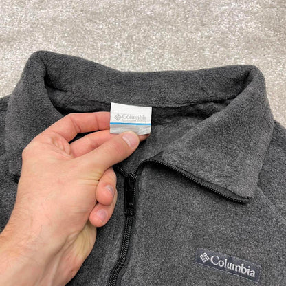 00s Columbia technical fleece PXL women's grey full zip up y2k style autumn adjustable waist