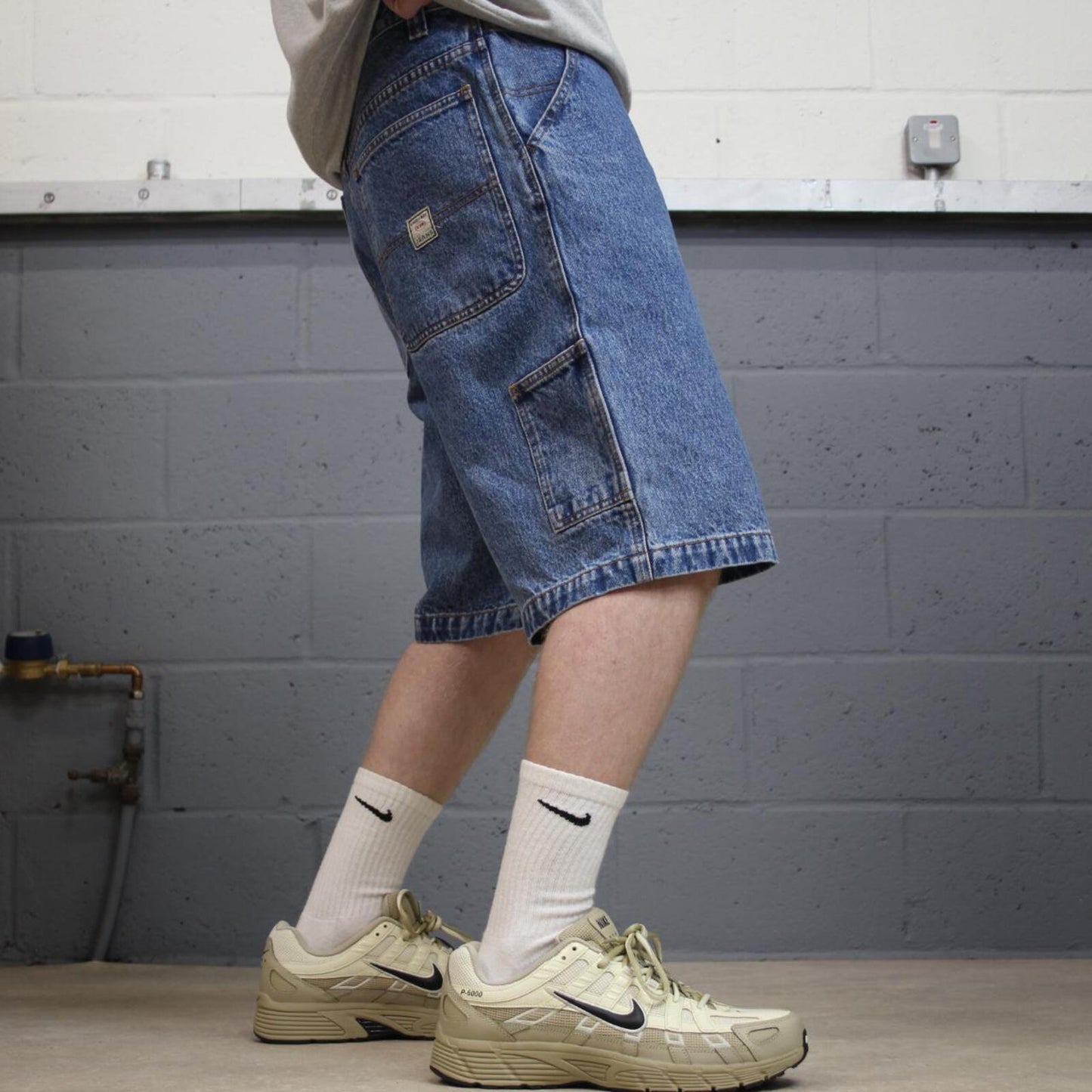 Baggy denim carpenter shorts cargo blue Union Bay skater style surf jorts