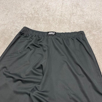 Grey baggy Nike trackies L loose y2k style joggers embroidered Swoosh logo track pants side stripes