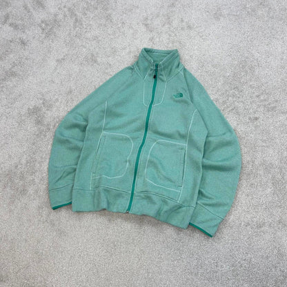 The North Face technical fleece Medium green Women's full zip up y2k style autumn outdoors hiking