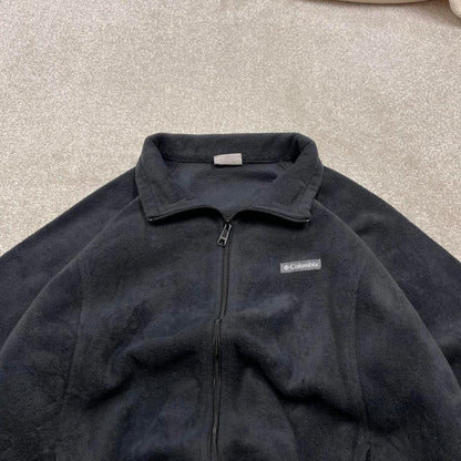 00s Columbia technical fleece XXL women's black full zip up y2k style autumn adjustable waist