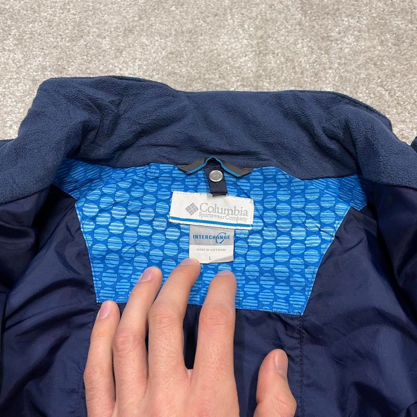 Y2K Columbia waterproof windbreaker jacket blue Patterned technical coat with pockets